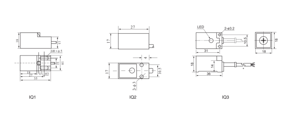 Square Inductive Proximity Series IQ1 Series_尺寸图.jpg